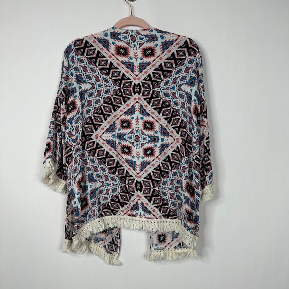 2/$24 Xhilaration Fringed Open Three Quarter Sleeve Kimono Top XL #A0298 TRB2 - Picture 3 of 6